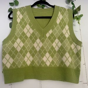 Cropped Green Sweater Vest